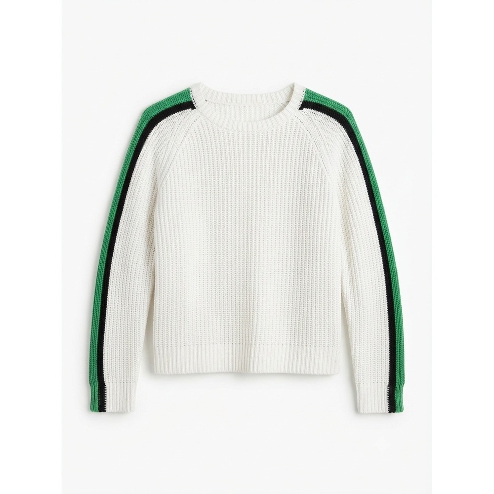 Sanctuary Sweater Womens Small White The Chunky Stripe Knit Green Black Raglan